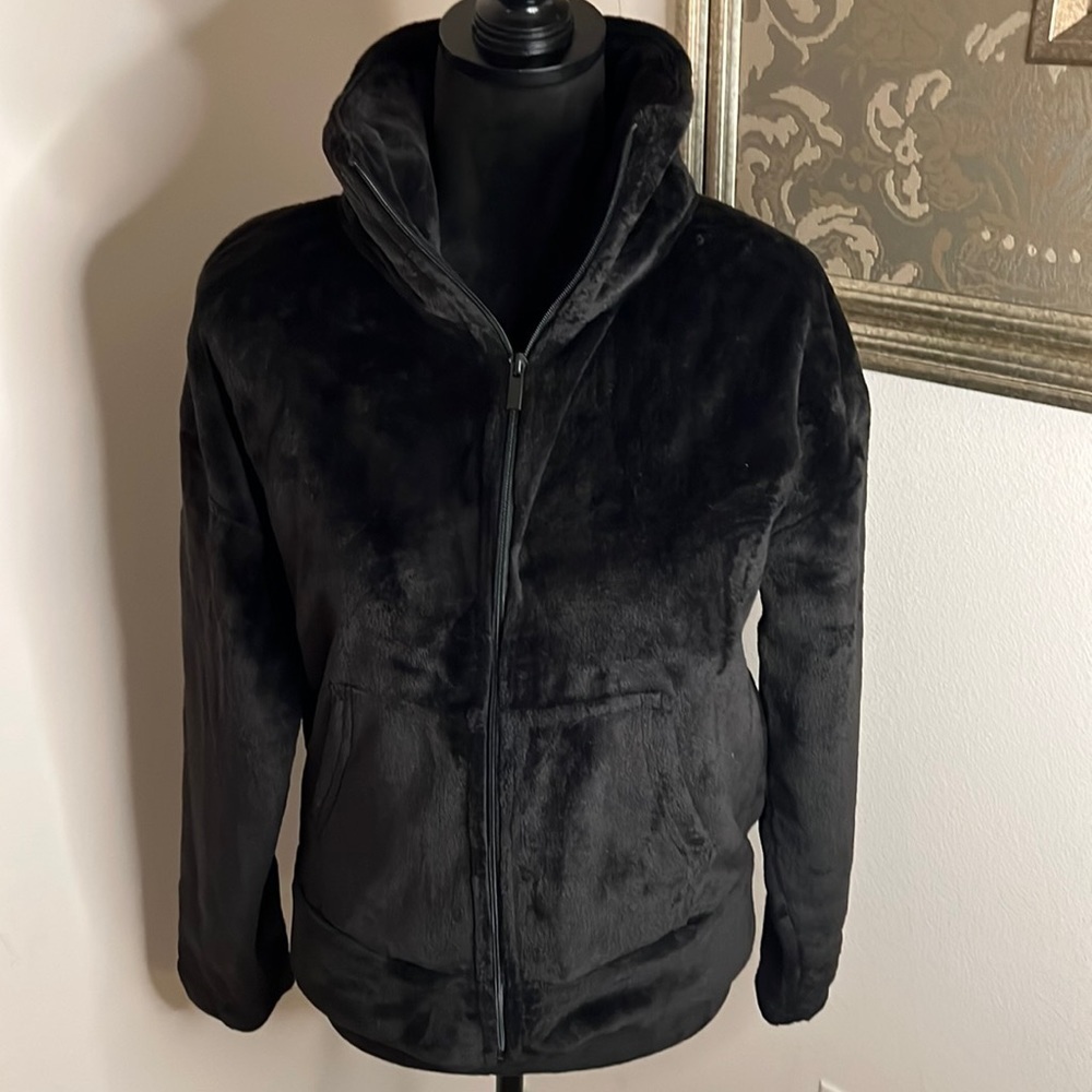 Champion black‎ soft fleece zip up high neck jacket Sz S